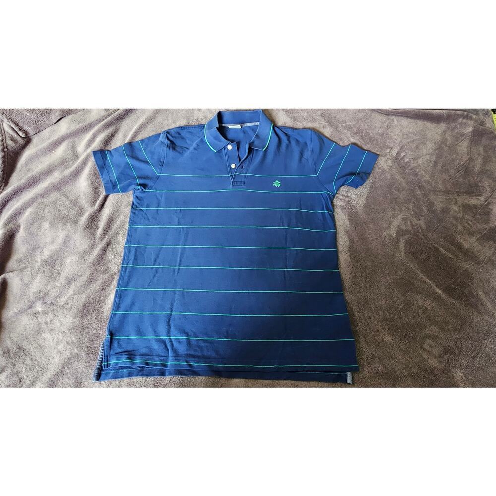 Brooks Brothers 1818 Slim Fit Performance Polo, sz‎ Large,blue with green stripe